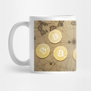 Bitcoins On Old Map Mug